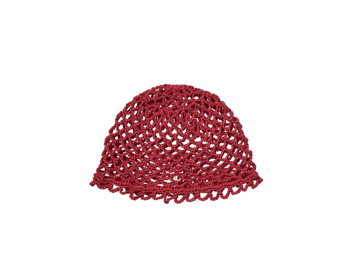 Croha Skull hæklet hat - Tibetan Red
